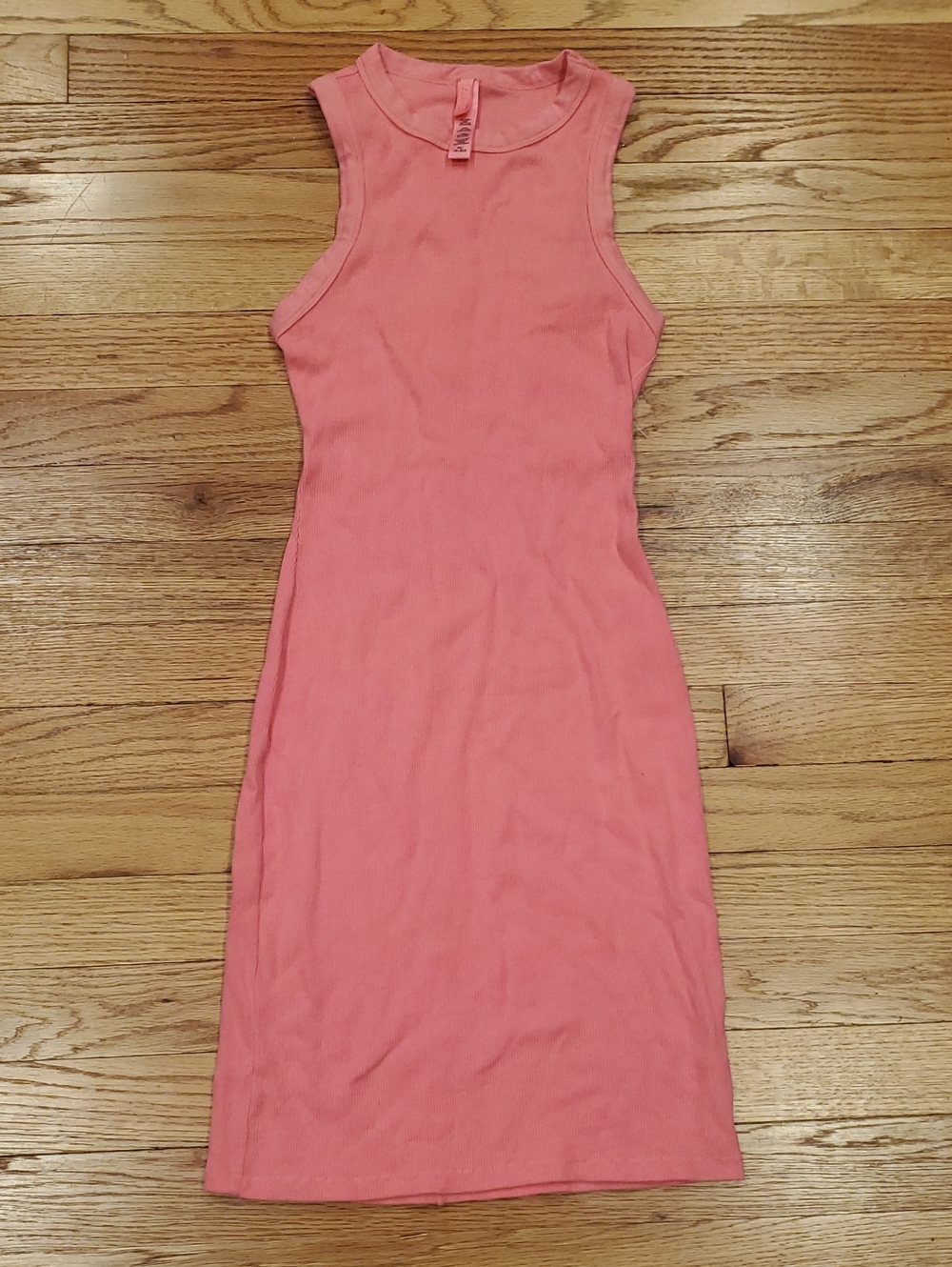 SKIMS Sleeveless Pink Ribbed Midi Dress
